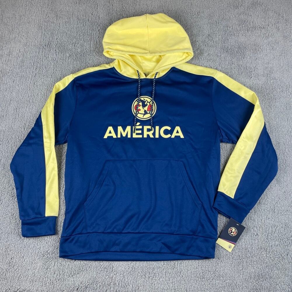 Icon Sports Men's Medium Blue Yellow Official Club America Soccer Hoodie